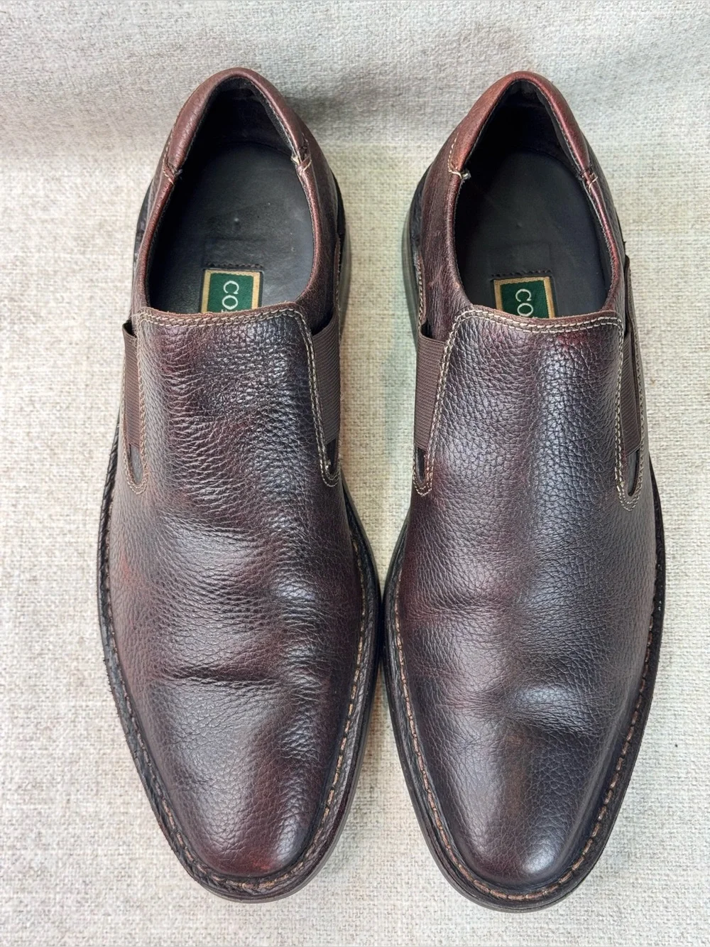 Cole Haan Men's Size 9 Brown Pebbled Leather‎ Slip On Dress Loafers shoes Office